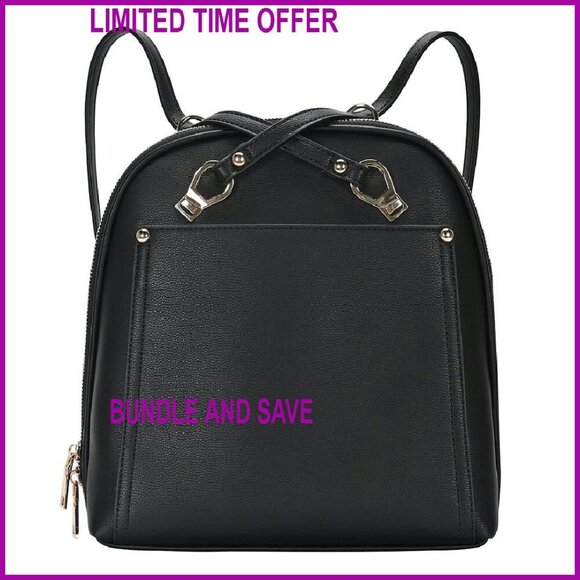 Convertible Vegan Leather Backpack Purse with Gold Hardware & Multiple Pockets main image 4